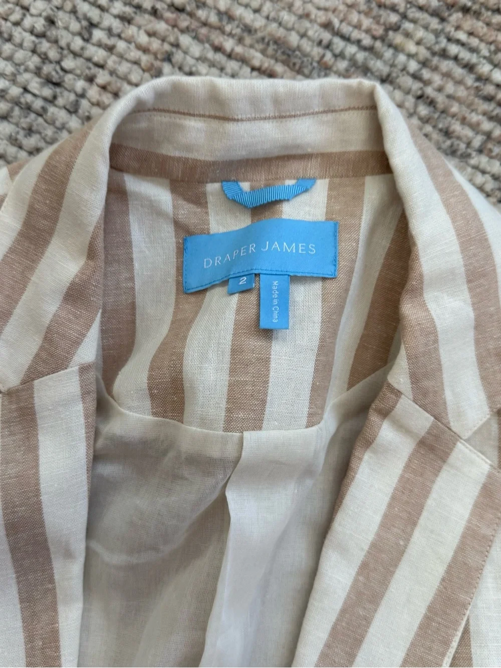 Draper James Linen Blazer striped size 2 Beige & White - Lightweight